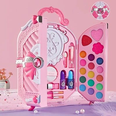 Trusa machiaj copii model gentuta cu maner si funda Rubin, Roz