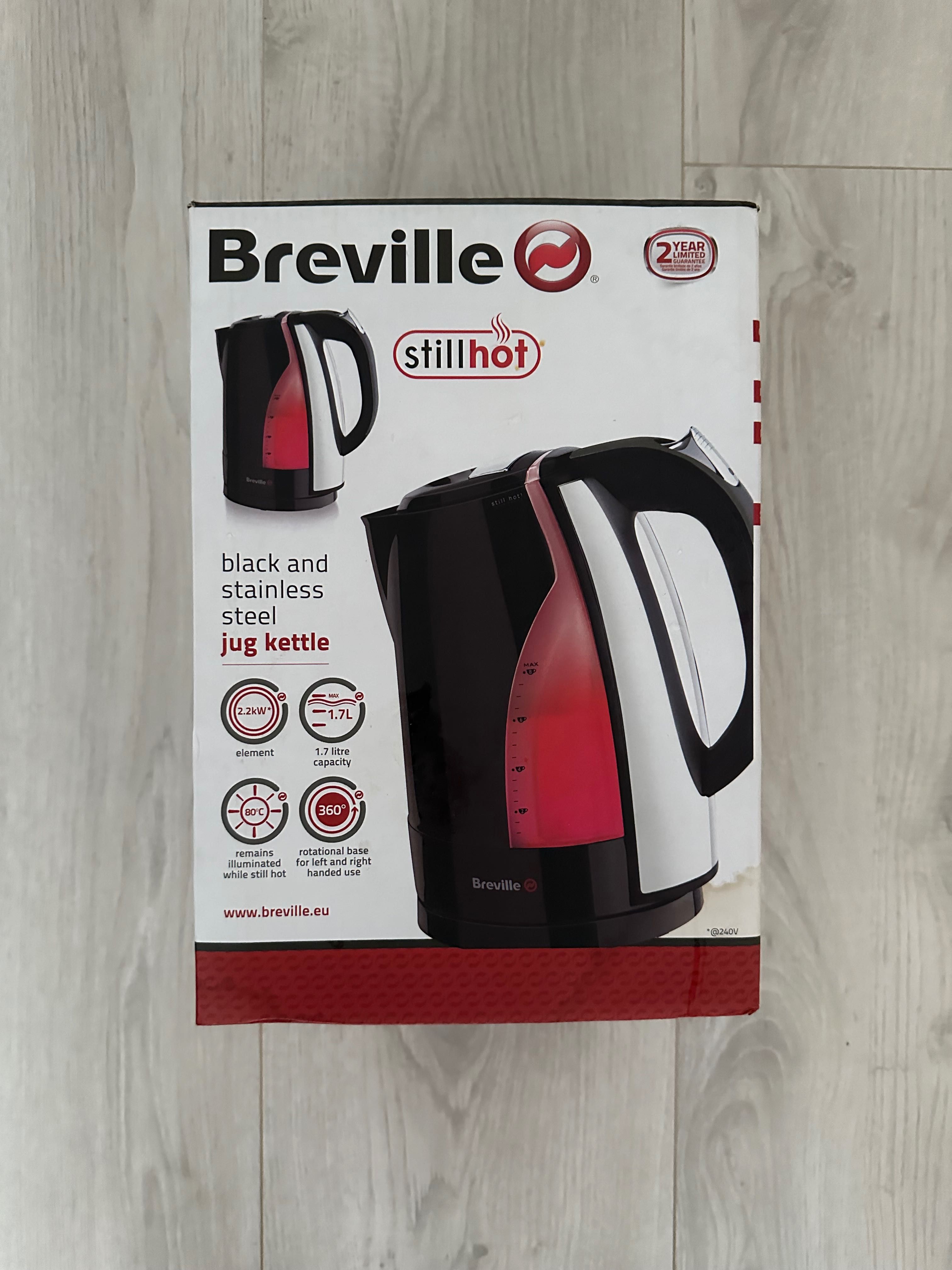 Fierbator Breville Still Hot VKJ788X-01, 1.7L, 2200W, iluminare rosie