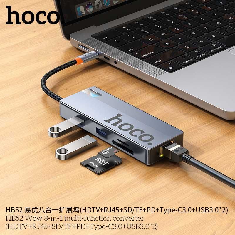 Hoco HB52 WOW Hub 8-in-1 5Gbps/PD-100W 4K-60Hz/RJ45/Docking Station