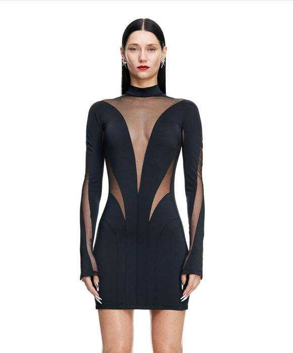 Mugler за H&M мини рокля с мрежеста участъци