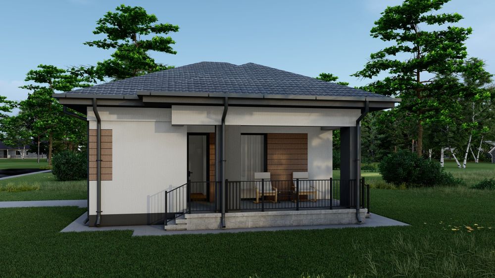 Case cu două dormitoare dining și baie bucătărie