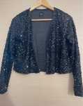 Blazer/bolero elegant negru stralucitor cu paiete M sinsay