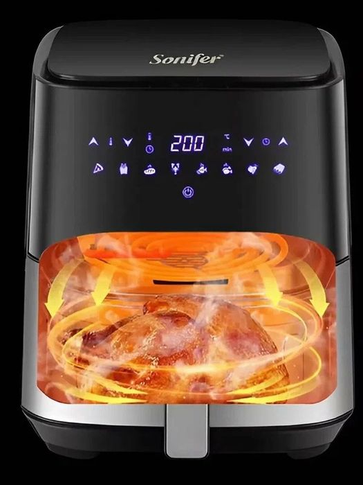 Аэрогриль Sonifer SF-1014 5 л — фритюрница без масла, 8 программ