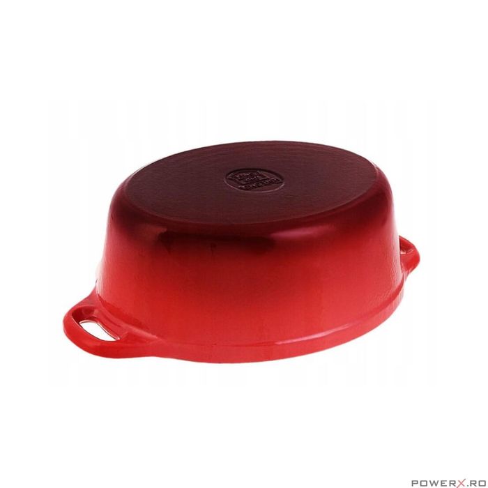 Oala din fonta emailata 6.2 litri, 33cm ovala, cratita cu capac, rosu,