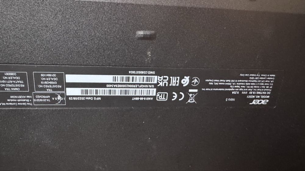 Acer Nitro5 3050ti 12500h 16Gb ram