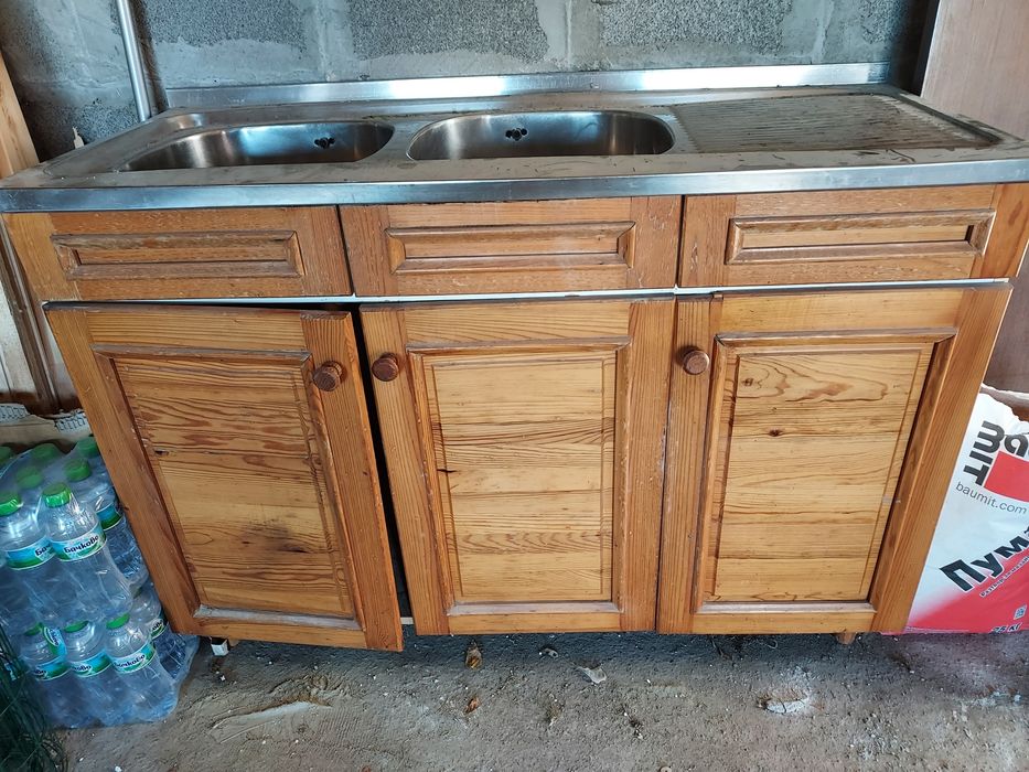 Кухненски шкаф с двойна мивка алпака