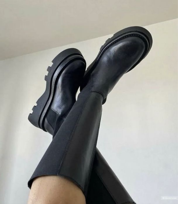 Высокие ботинки Zara натуральная кожа р.37