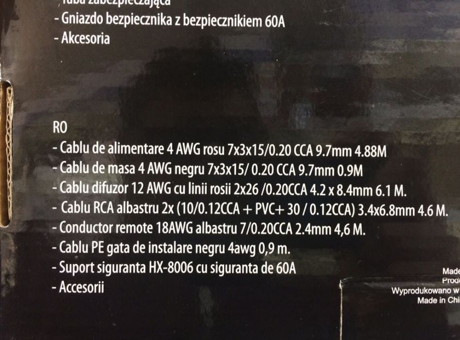 Kit Cabluri Auto Subwoofer Kit Cabluri Subwoofer Cabluri Statie Auto