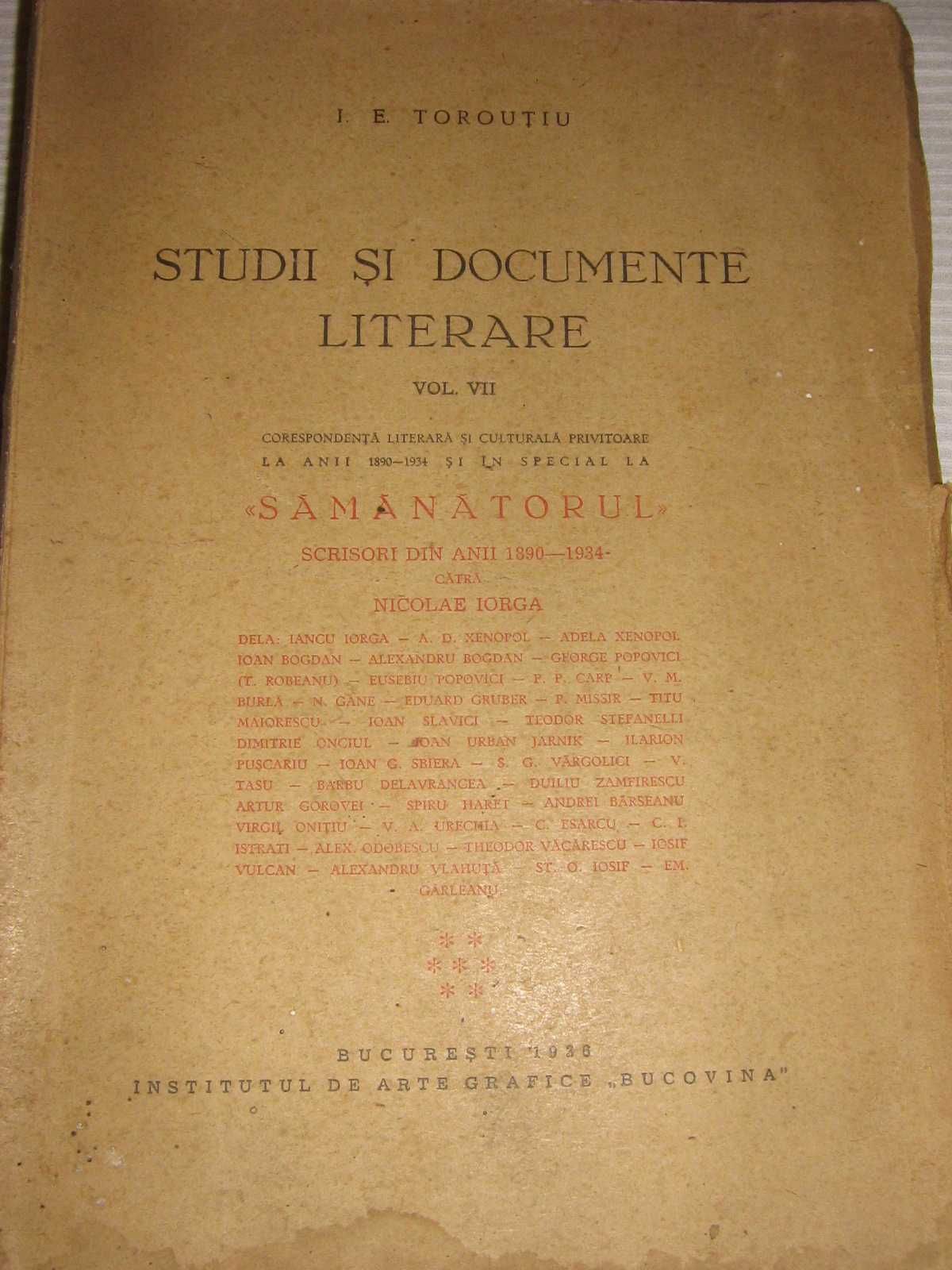 Studii şi documente literare-I. E. Torouţiu, vol.VII, «Junimea»