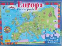 Carte Europa cu 5 puzzle-uri a cate 48 de piese fiecare.Editura Teora.