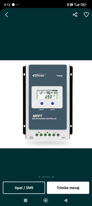 Regulator/Controler Solar EPEVER, Model 30A MPPT, 12V 24V