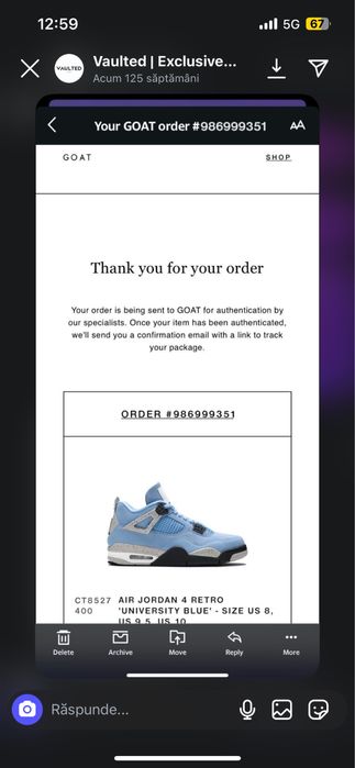 Vand air jordan 4 UNC