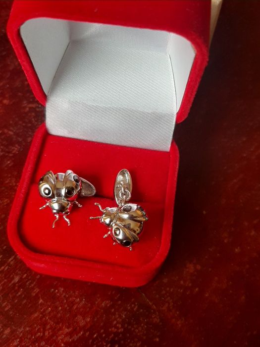 Butoni aur alb 18k buburuza cu ochi rubin