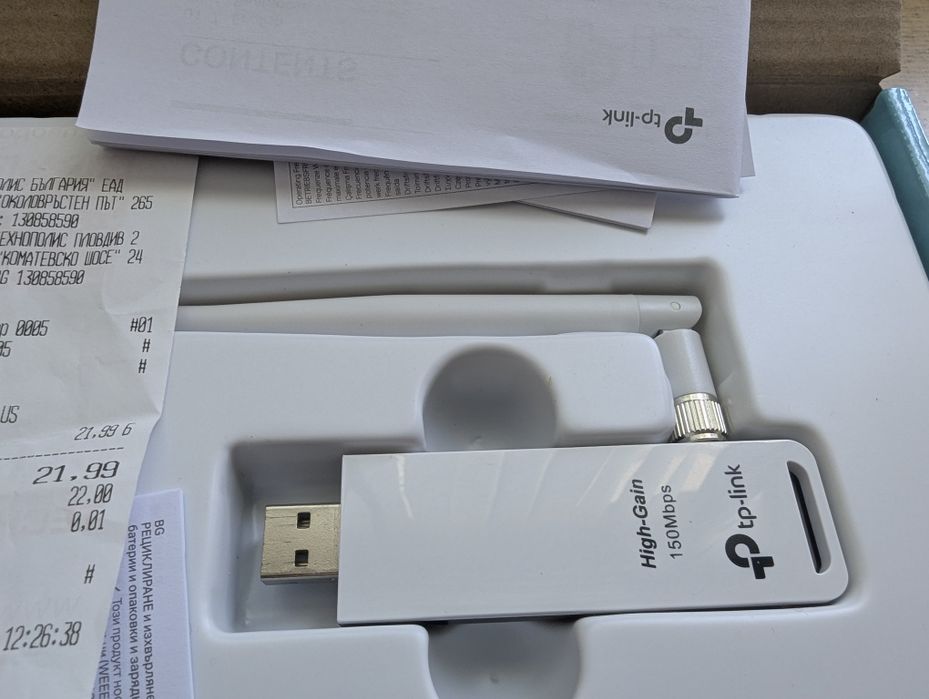 Wi-Fi адаптер TP-Link TL-WN722N v4.0 – като нов