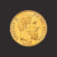 Moneda aur 20 franci belgieni Leopold al II ,6,45gr.TVA 0%