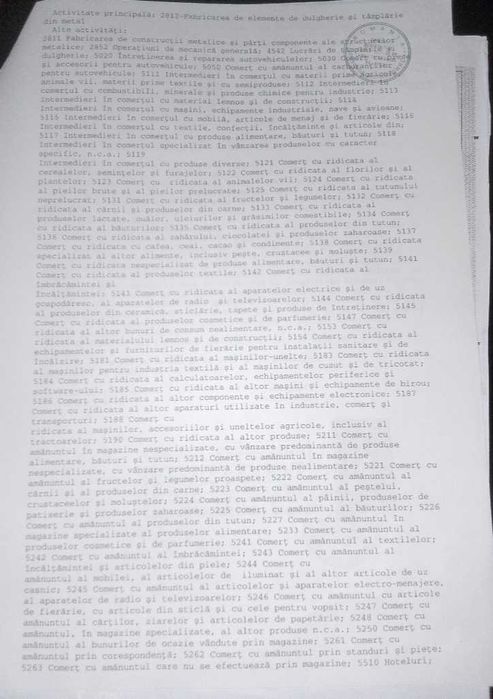 Vând firmă POLUX SRL multiple coduri CAEN; fără nicio datorie