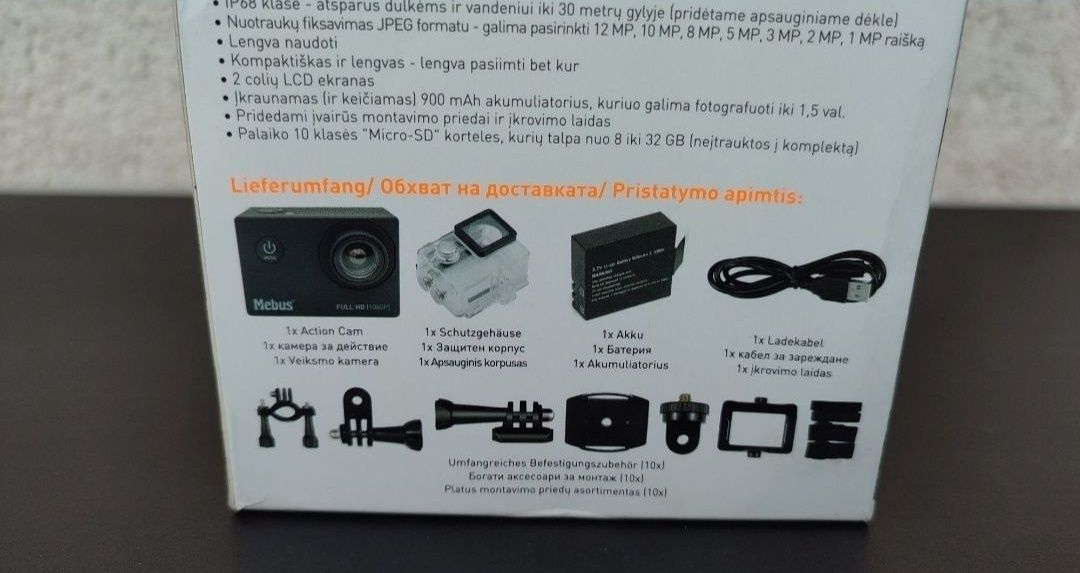 camera de actiune mebus action cam full hd inot caiac surf bicicleta