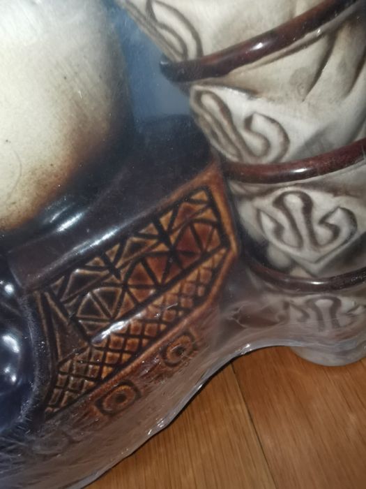 Керамичен чисто нов сервиз вино ракия шише форма Кораб с платна 6 чаши