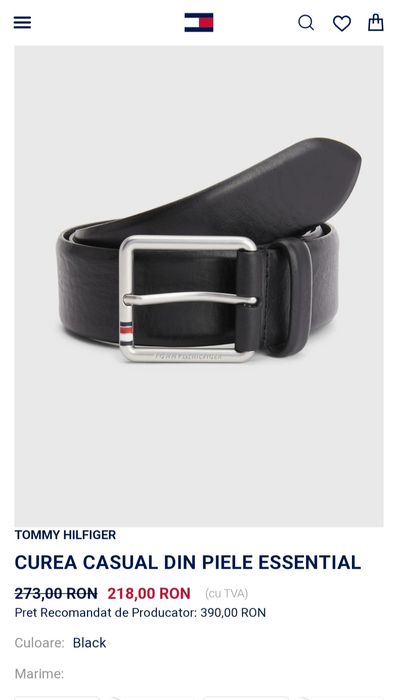 Curea nouă casual Tommy Hilfinger din piele naturală Essential Navy