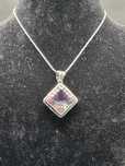 Superb lant vintage argint cu pandativ topaz mistic
