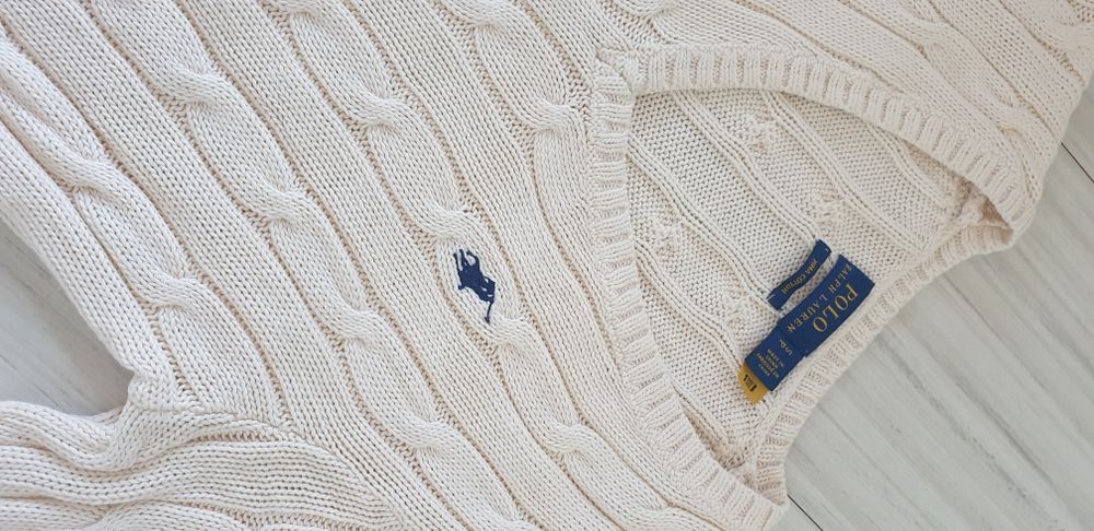 POLO Ralph Lauren Cable Pima Cotton  V - Neck / S НОВО ОРИГИНАЛ Дамски