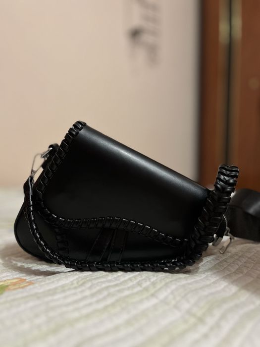 Сумка седло искусственная кожа черный