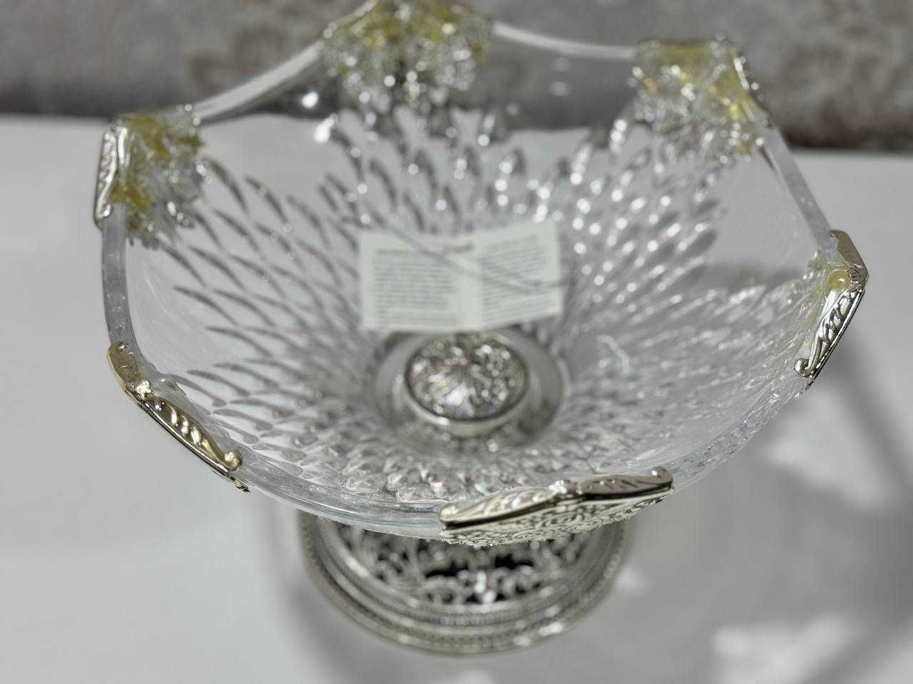 Новая хрустальная ваза orchid silver , высота (баландлиги) 18, диаметр