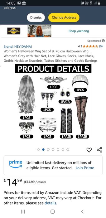 Set peruca gri si accesorii -  halloween