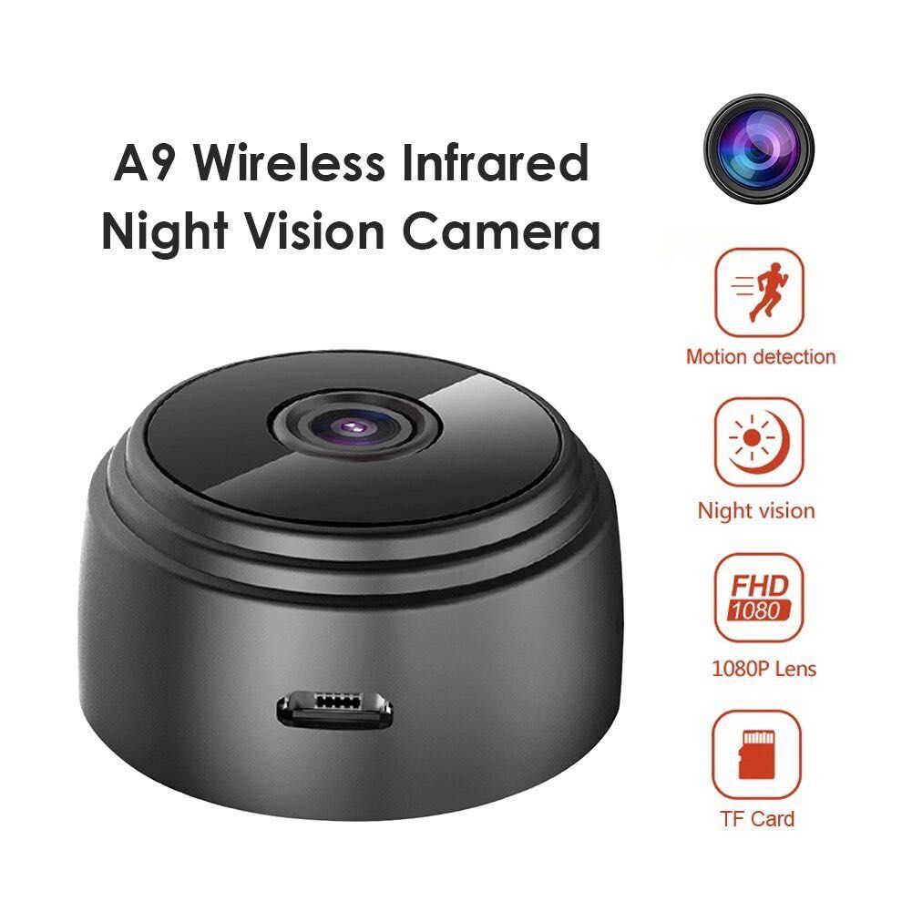 Мини Панорамна Камера PIMPOM, A9, WiFi Camera,IP Бебефон,Черна