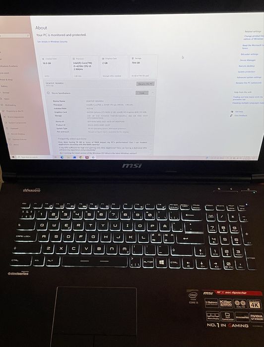 Laptop gaming msi ge72