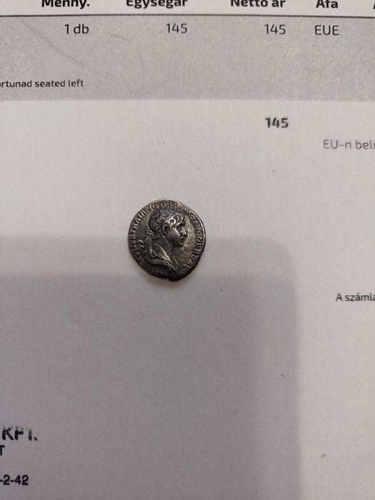Moneda romana Traian, argint.