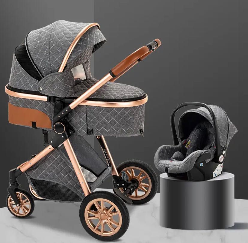 NOU Carucior Bebe 3 in 1 Bebelus Landou Copii Pliabil Smart + CADOU