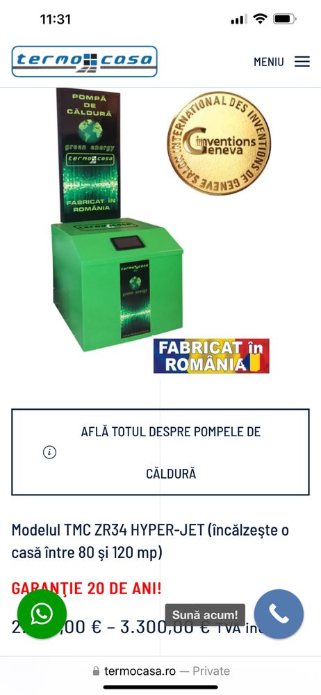 Vand pompa de caldura apa-apa Termocasa