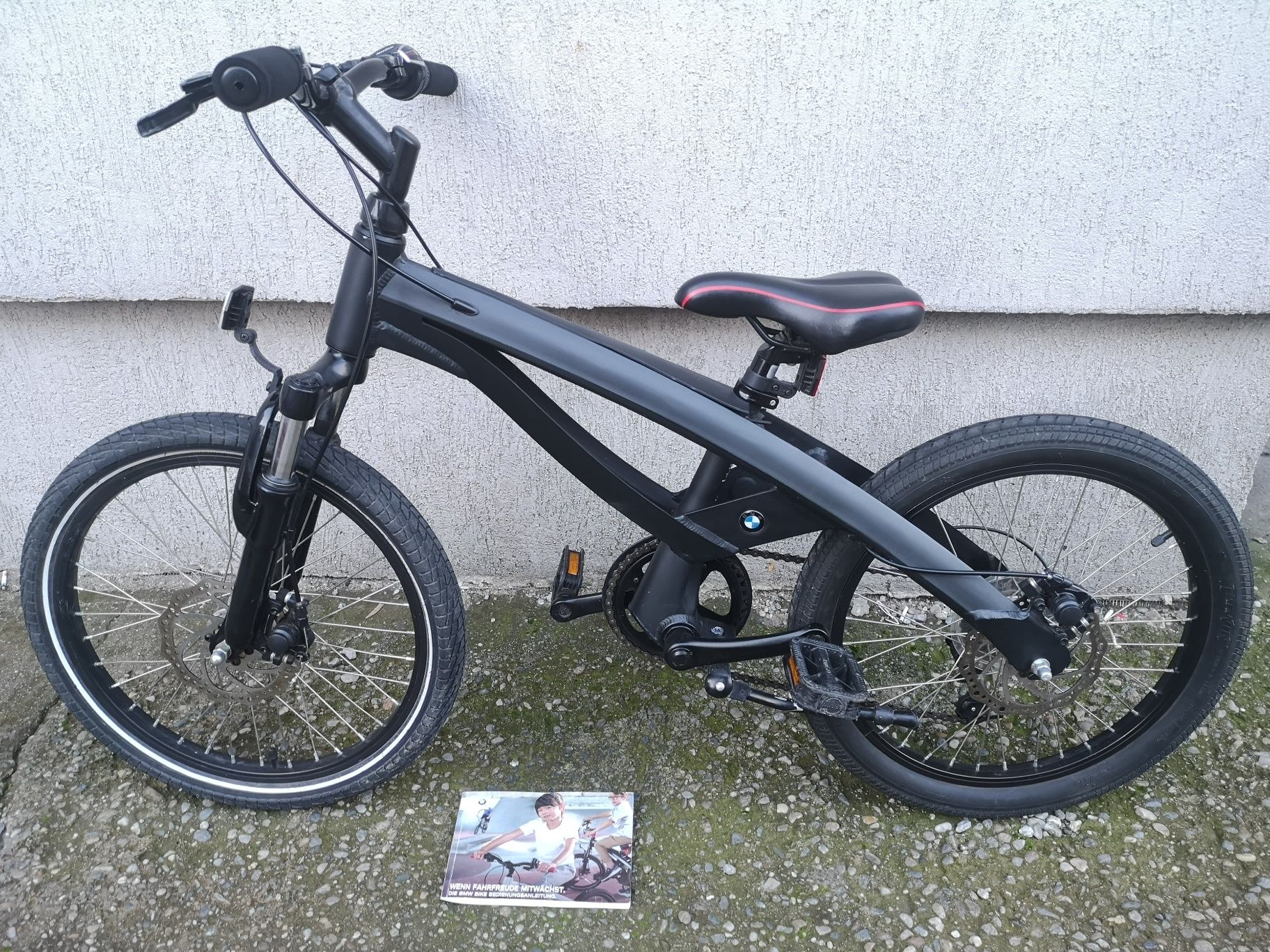 Bicicleta copii BMW JUNIOR 20 Zoll frane disc negru mat 6-9 ani