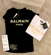 Tricou Balmain logo-print cotton T-shirt negru / alb