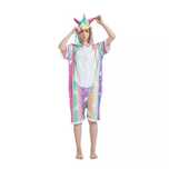 Pijama salopeta scurta pentru copii, model unicorn colorat