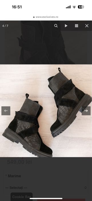 Bocanci Exclusives Bristol Croco Black, marimea 37