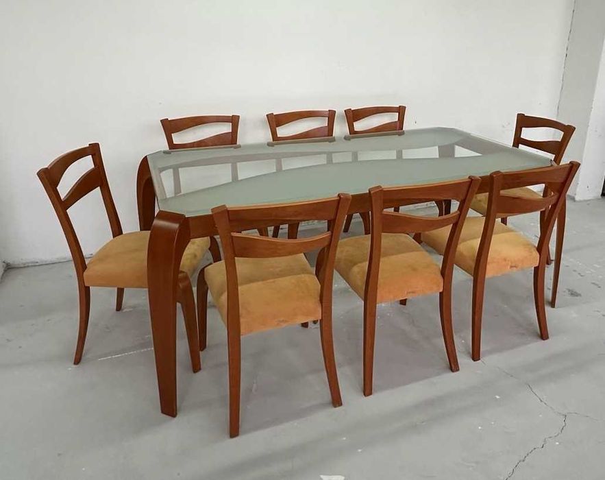 Маса 180×90 + 8 столa Bora „Романс“ – дървена трапезария