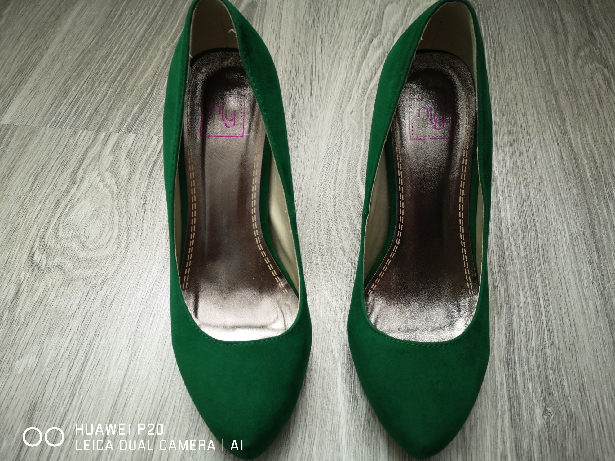 Pantofi ocazie, toc 11 cm, mar 36, verde smarald