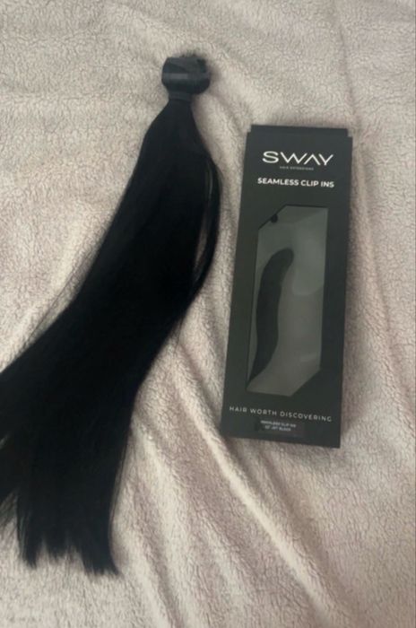 Естествена коса 100% , черна екстеншъни, удължения с щипки 200гр 55см