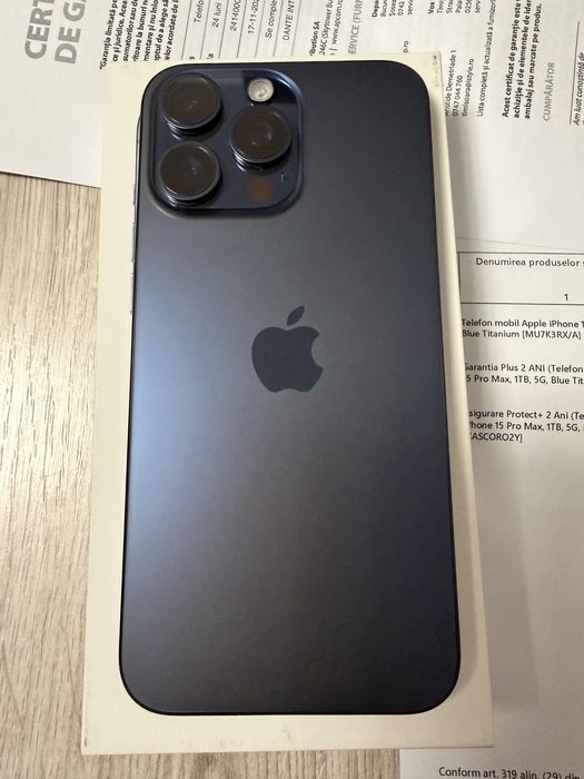Iphone 15 pro max blue titanium 1 TB factura garantie casco