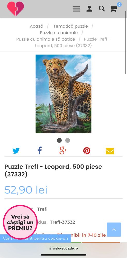 Puzzle 500 de piese - leopard