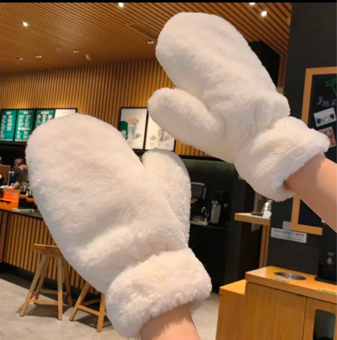 Перчатки зимние теплые пушистые