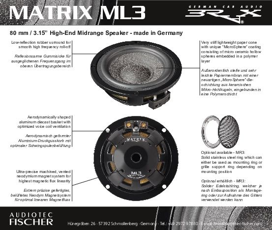 Difuzoare Brax Matrix ML3