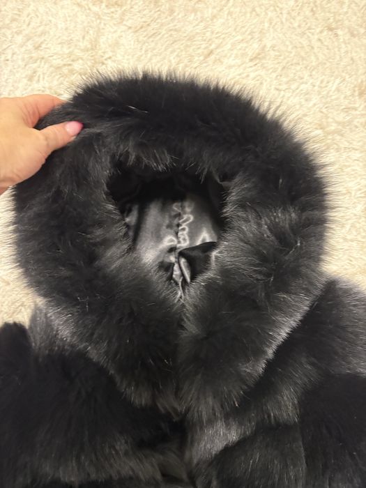 Haina din blana naturala si piele naturala