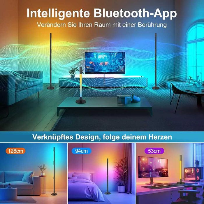 HANDSONIC RGBIC LED Floor Lamp, 128 cm, Removable, 360° Rotatable