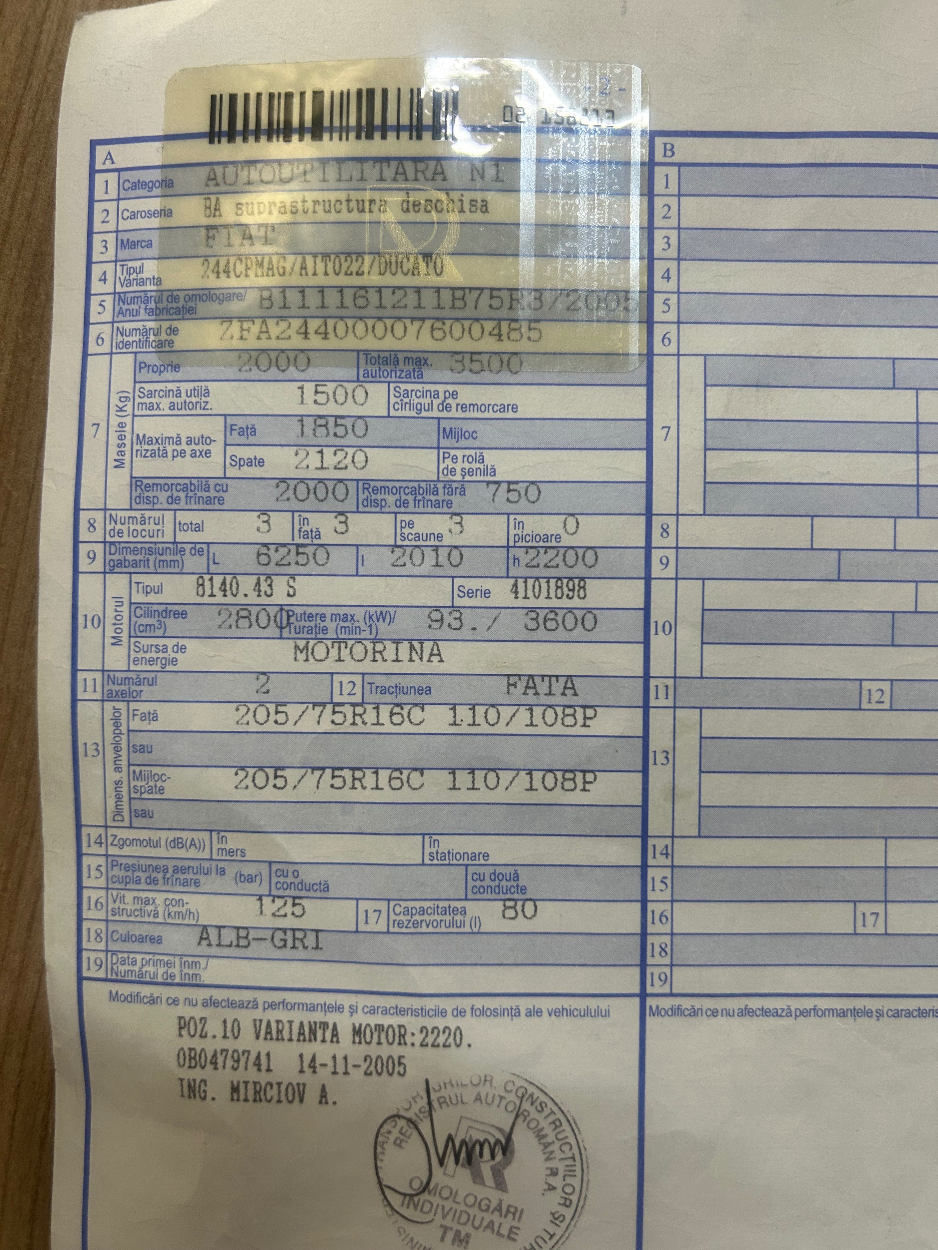 Vand Fiat Ducato  3570 Euro
