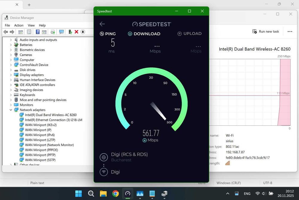 Placă WiFi Intel-8260NGW Dual Band, 2x2, 867 Mbps, Bluetooth 4.2