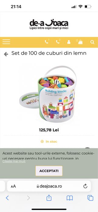 Jucarii lemn - Building blocks - Eichhorn set 100 piese la galetusa