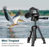 Trepied foto telescopic cu suport telefon, reglabil 30–63 cm